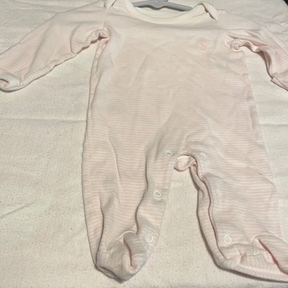 Pink and white stripe pj onesie
